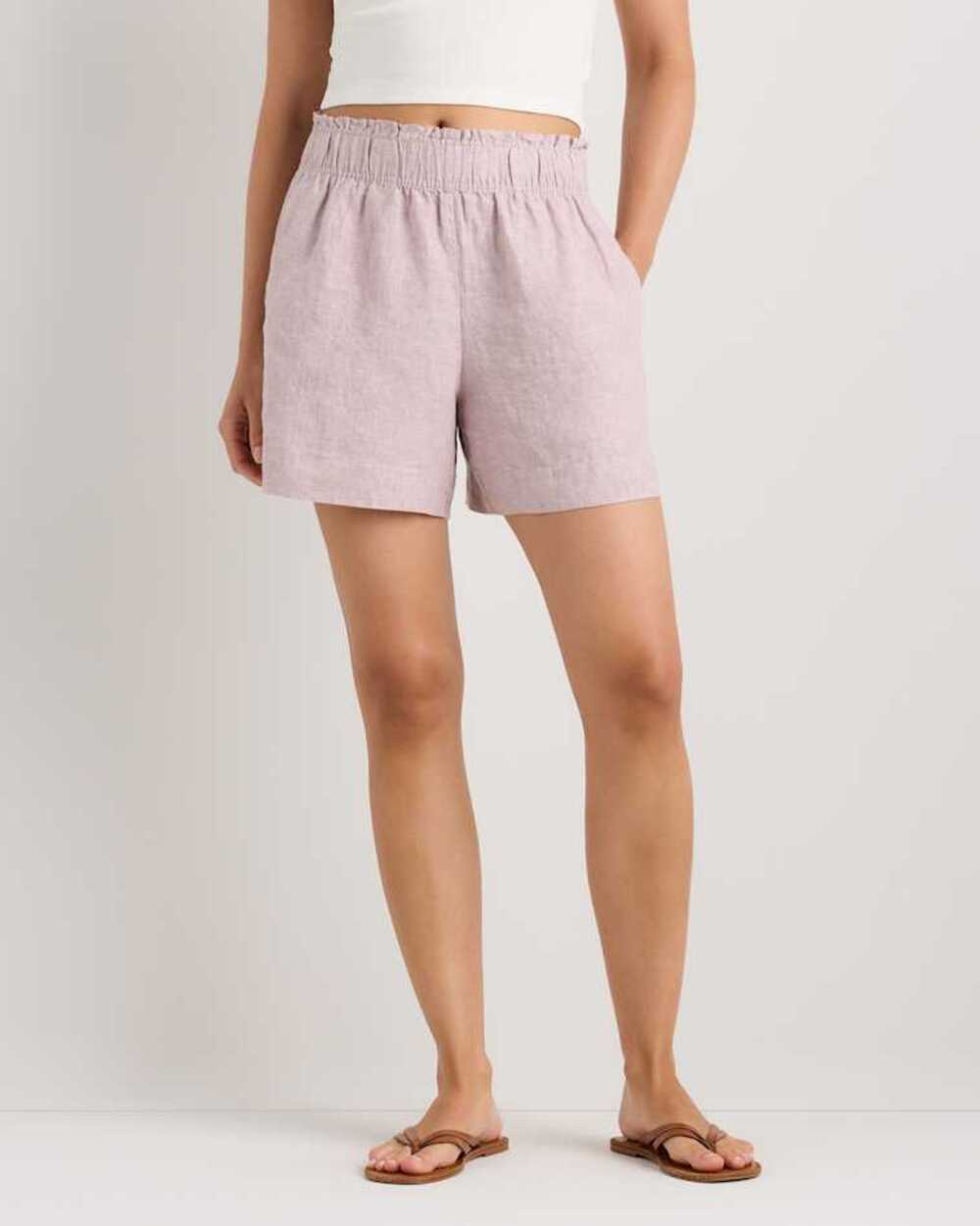NEW Quince Linen Shorts Women's Pink High Rise Lounge Size L